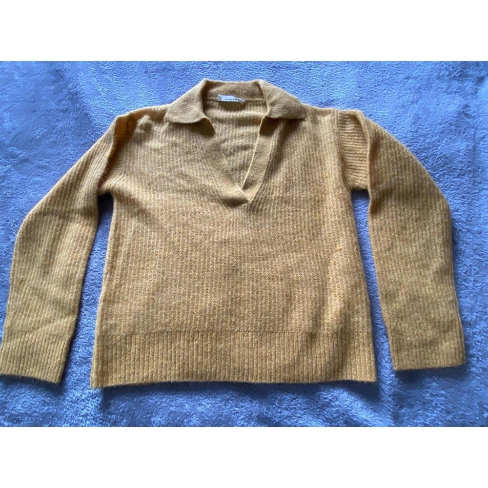 Everlane Alphaca Blend Oversized Sweater Collared Pullover Golden Soft Lux s63